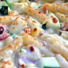 Pepin's Penne, Ham and Vegetable Gratin