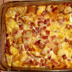 French Ham Cheese and Egg Fondue Casserole