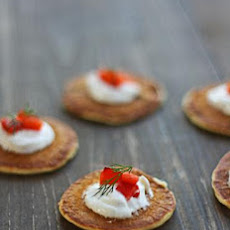 Green Onion Blinis With Red Pepper Relish and Goat Cheese