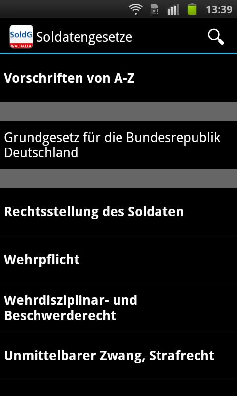 Android application Soldatengesetze screenshort
