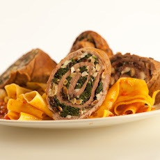 Spinach Stuffed Braciole in a Sunday Sauce with Pappardelle