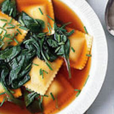 Beef Ravioli and Spinach Soup