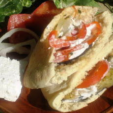 Roasted Vegetable Pita With Creamy Feta Dressing