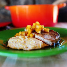 Pork Chops with Apples and Creamy Bacon Cheese Grits