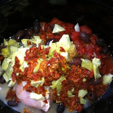 Shredded Mediterranean Chicken a la Crock Pot