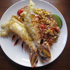 Sunday Supper: Grilled Lobster Tails with Warm Farro, Roasted Corn and Tomato Salad