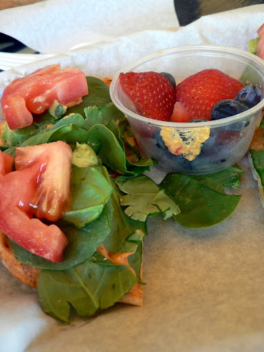 vegan pita pizza and fruit