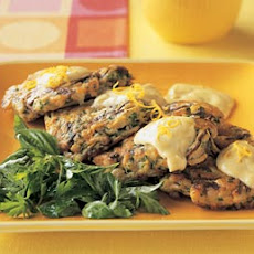 Crab Fritters with Herb Salad and Meyer Lemon Aïoli