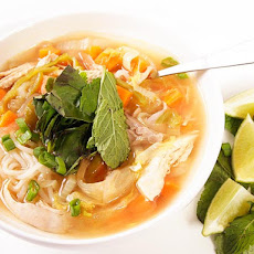Spicy Chicken Noodle Soup with Lime and Ginger