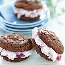 Triple-Chocolate Cookie and Strawberry Ice Cream Sandwiches