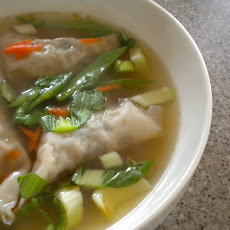 Chicken Wontons in a Ginger Soy Broth