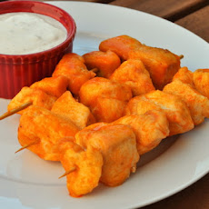 Deep Fried Buffalo Chicken Skewers