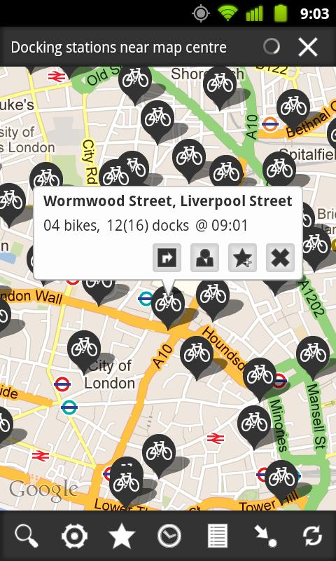 Android application London Bike Master + screenshort