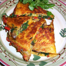 Veggie Quesadillas With Cilantro   Sour Cream
