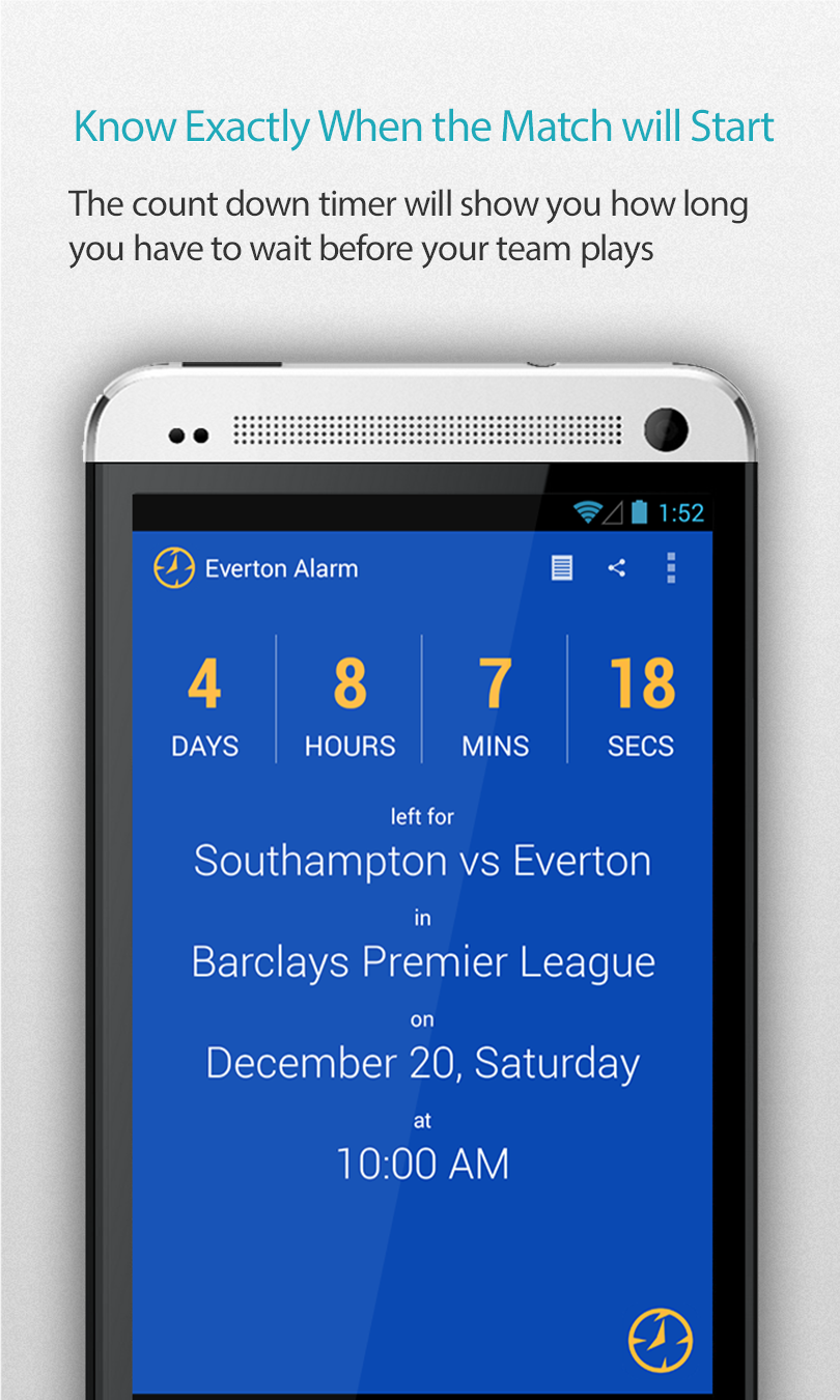 Android application Everton Alarm Pro screenshort