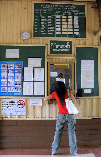 Ticket counter at Tha Kilen train station