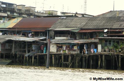 Chao Phraya water front houses.