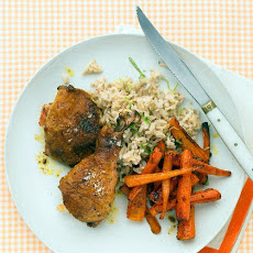 Curried Chicken Legs with Carrots, Rice, and Lime