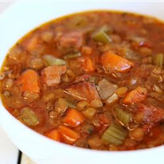 Slow Cooker Lentil and Ham Soup
