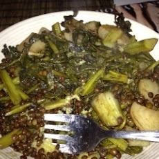 Beluga Lentils with Beets and Beet Greens