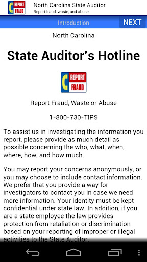 NC State Auditor Hotline