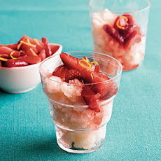 Tart Lemon Ice with Crushed Strawberries