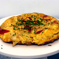 Potato Tortilla with Artichokes and Red Peppers
