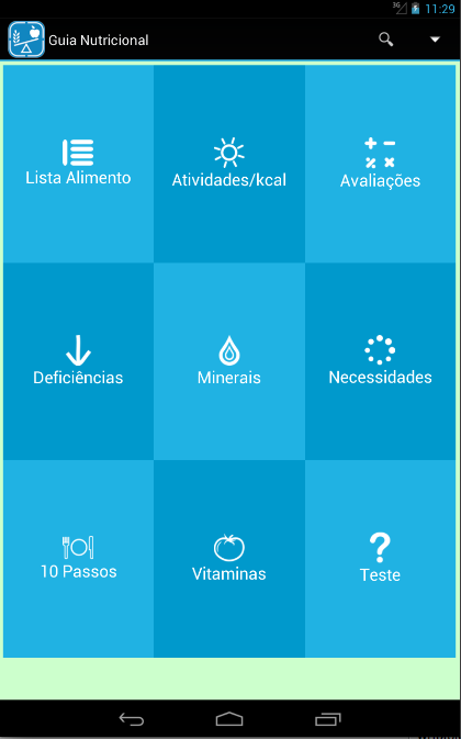 Android application Guia Nutricional Gratuito screenshort