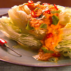 Iceberg Lettuce with Carrot Ginger Soy Dressing with Cilantro and Red Thai Chiles
