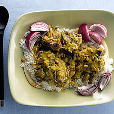 Lamb in Spiced Yogurt Sauce with Rice and Bread