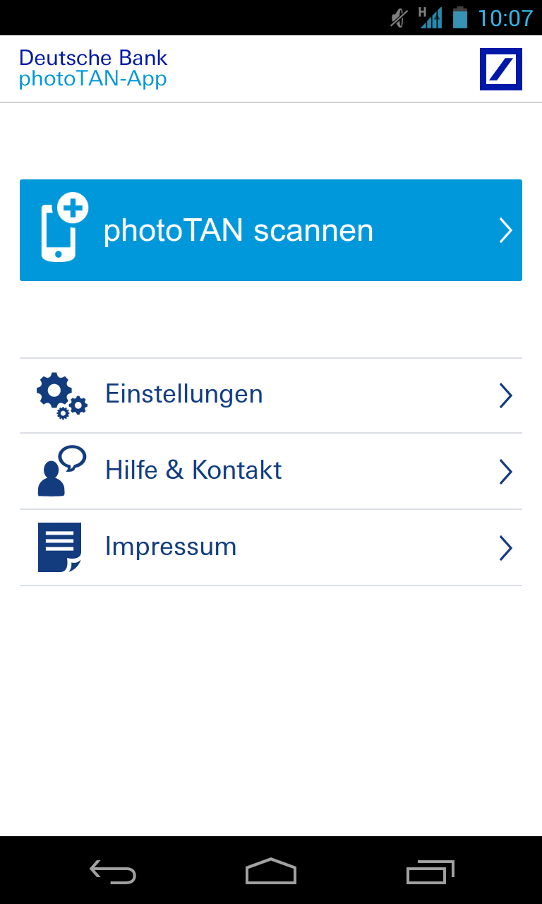 Android application Deutsche Bank photoTAN screenshort