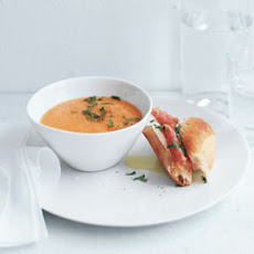 Cantaloupe Soup with Prosciutto and Mozzarella Sandwiches
