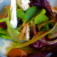 Smoked Salmon Salad with Cayenne Almonds, Dried Cranberries, and Goat Cheese.