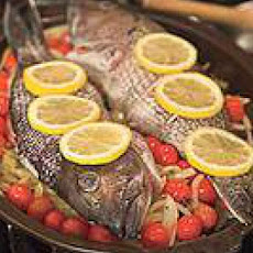 Lemon-Roasted Sea Bass with Clams