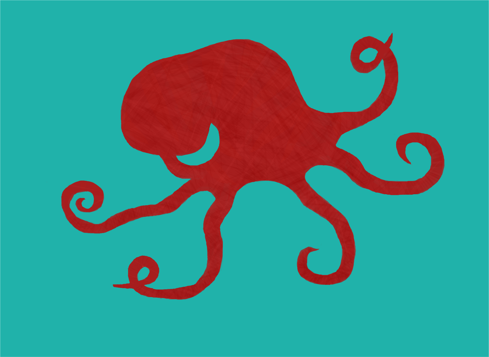 Outline of a five-and-a-half-tentacled octopus. 