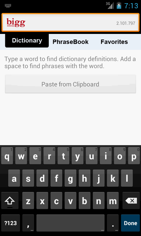 Android application Bigg En-Ru Offline Dictionary screenshort