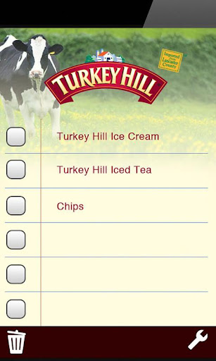 Turkey Hill Shopping List