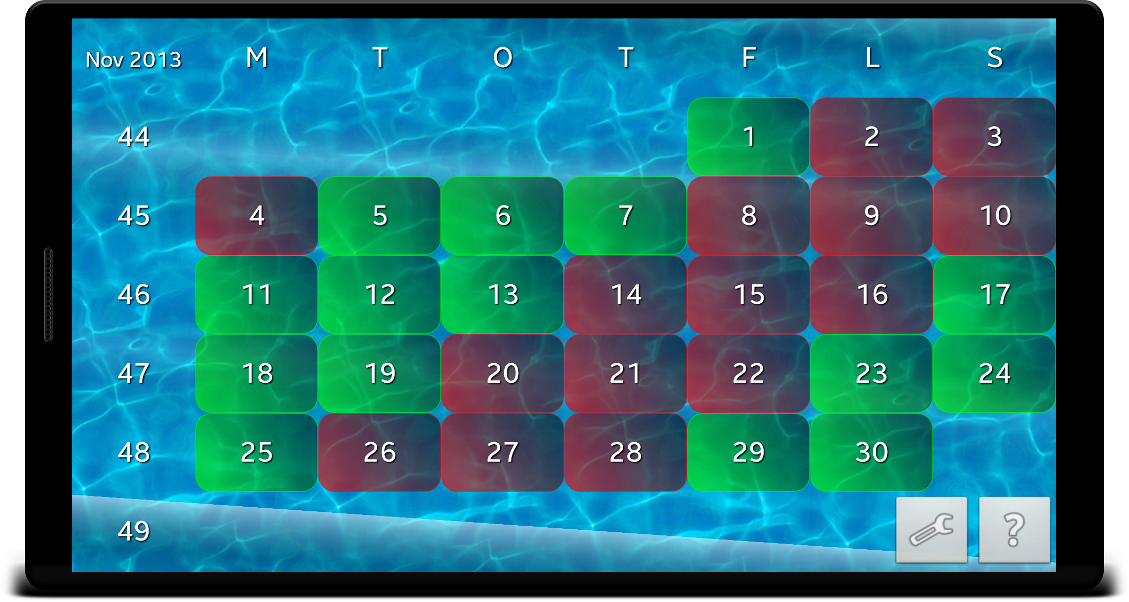Android application Work Shift Calendar Deluxe screenshort