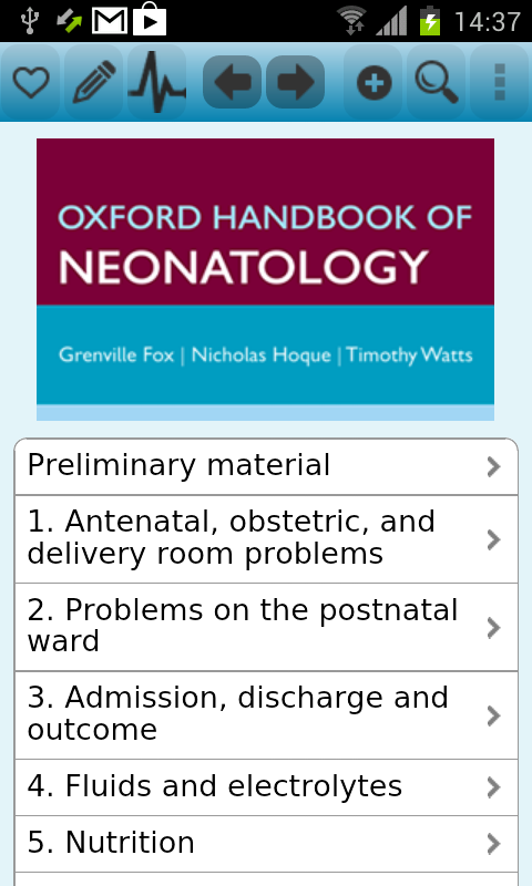 Android application Oxford Handbook of Neonatology screenshort