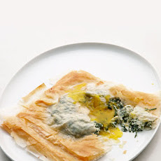 Phyllo Squares with Baked Egg, Spinach, and Cheese