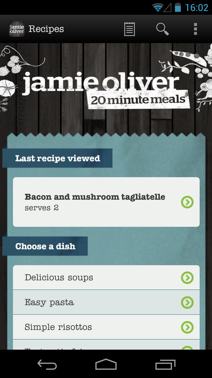 Android application Jamies 20 Minute Meals screenshort