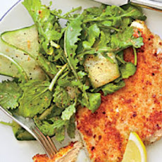 Parmesan Chicken with Arugula Salad and Tomato Vinaigrette