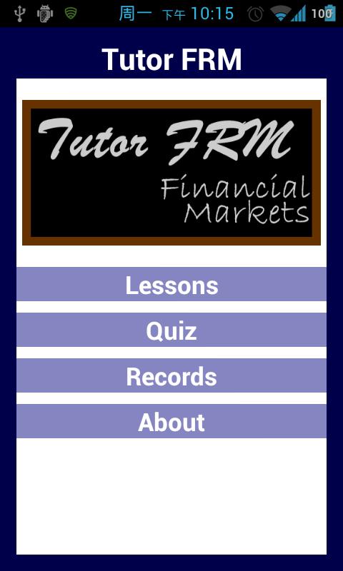 Android application Tutor FRM 2 Financial Markets screenshort