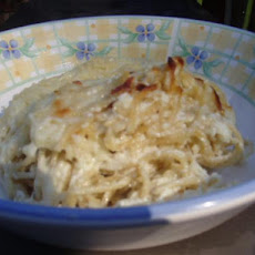 Four Cheese and Pesto Italian Baked Spaghetti