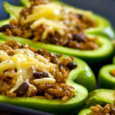 Simple Beans and Rice Stuffed Bell Peppers