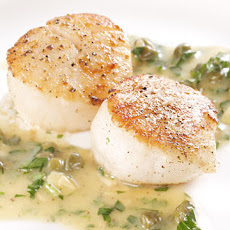 Seared Scallops with Brown Butter, Capers, and Toasted Almond Sauce