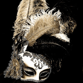 Mask by Stefen Dicks - Fine Art Things ( italian, black & white, masquerade, fine art, feathers, party )