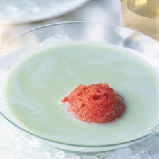Yogurt-Basil Soup with Tomato Ice