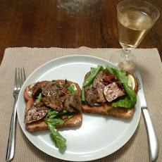 Pan-fried duck livers on wholemeal toast