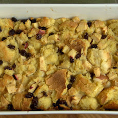 Rustic Vanilla Apple Bread Pudding with Caramel Whiskey Sauce